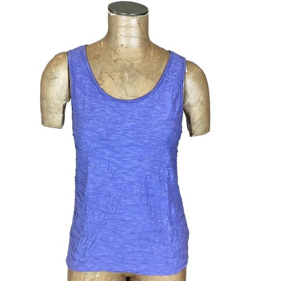Toad&Co Organic Cotton Blend Textured Wave Tank Top Sz M Blue 270K - Picture 2 of 7